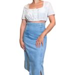 Top tirolese bianco corto - con pizzo
