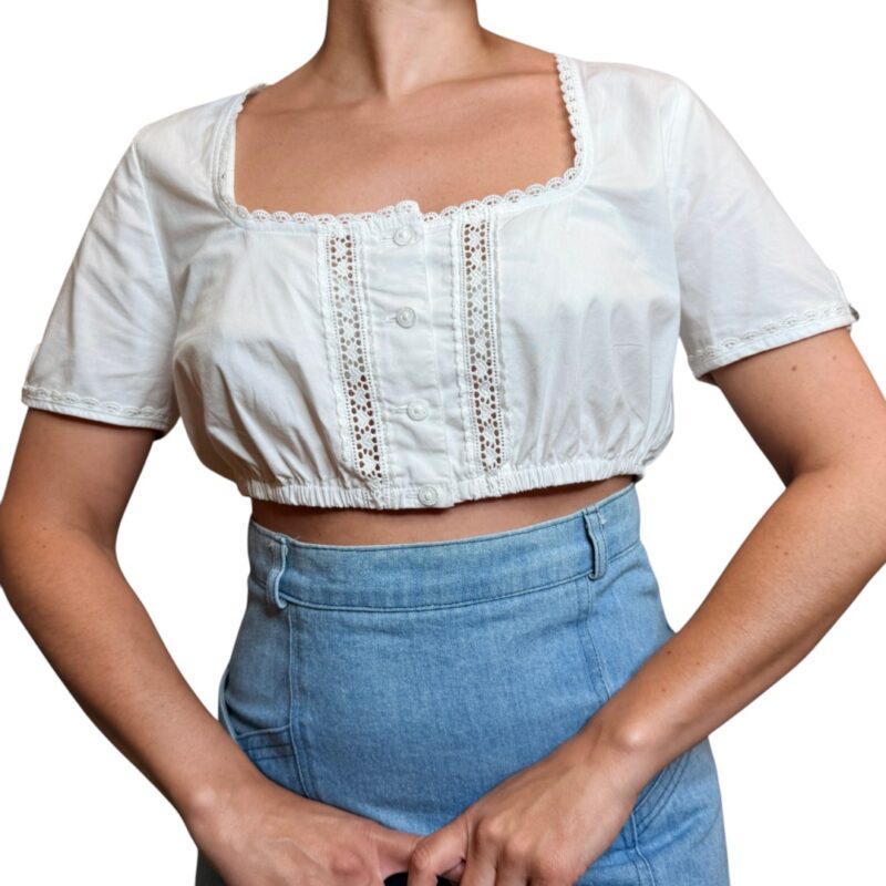 Top tirolese bianco corto - con pizzo