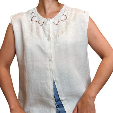 Camicia vintage bianca ricamata