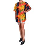 Camicia vintage giallo e arancio - 100% seta