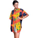 Camicia vintage giallo e arancio - 100% seta