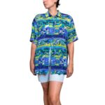 Camicia vintage viola e verde - 100% seta