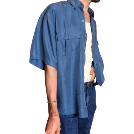 Camicia vintage blu - 100% seta