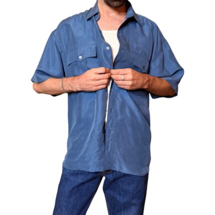 Camicia vintage blu - 100% seta