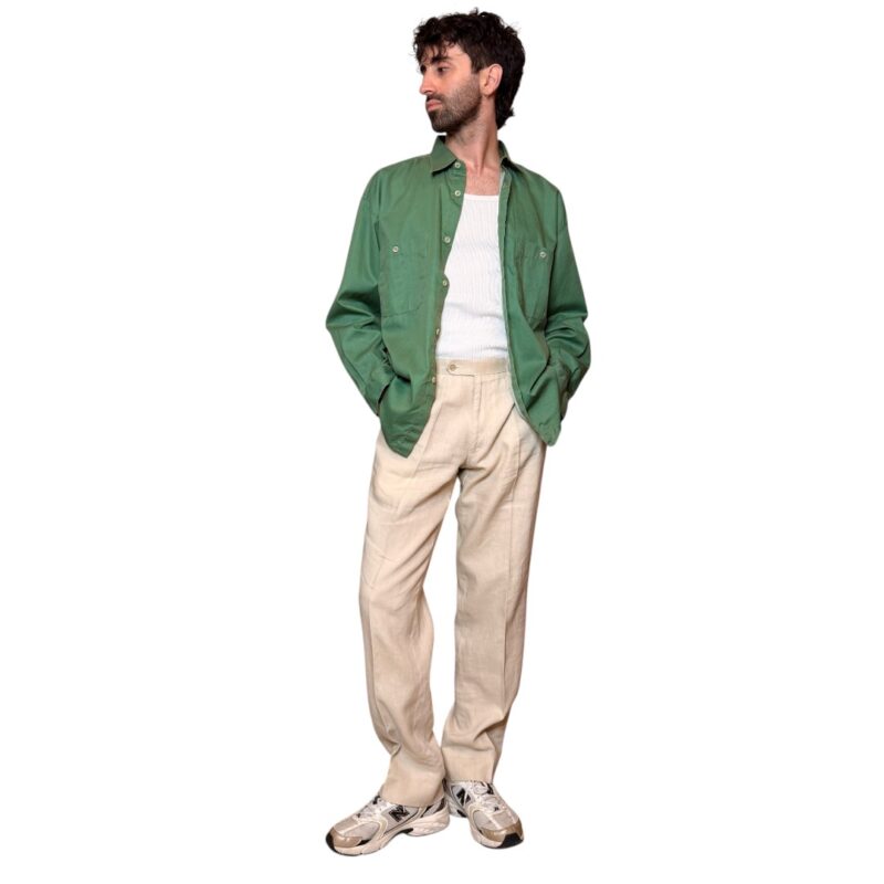 Pantalone sartoriale beige - 100% lino