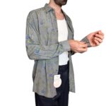 Camicia vintage grigia a fiori