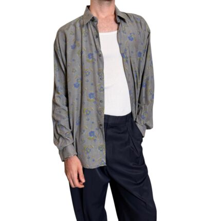 Camicia vintage grigia a fiori