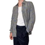Camicia vintage grigia a fiori