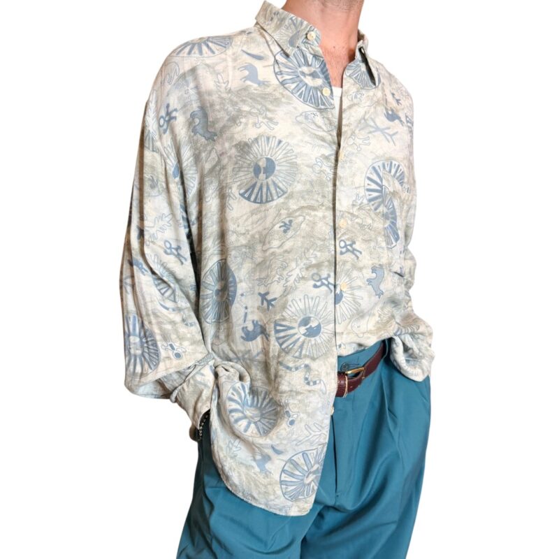 Camicia vintage fantasia - bianco e blu