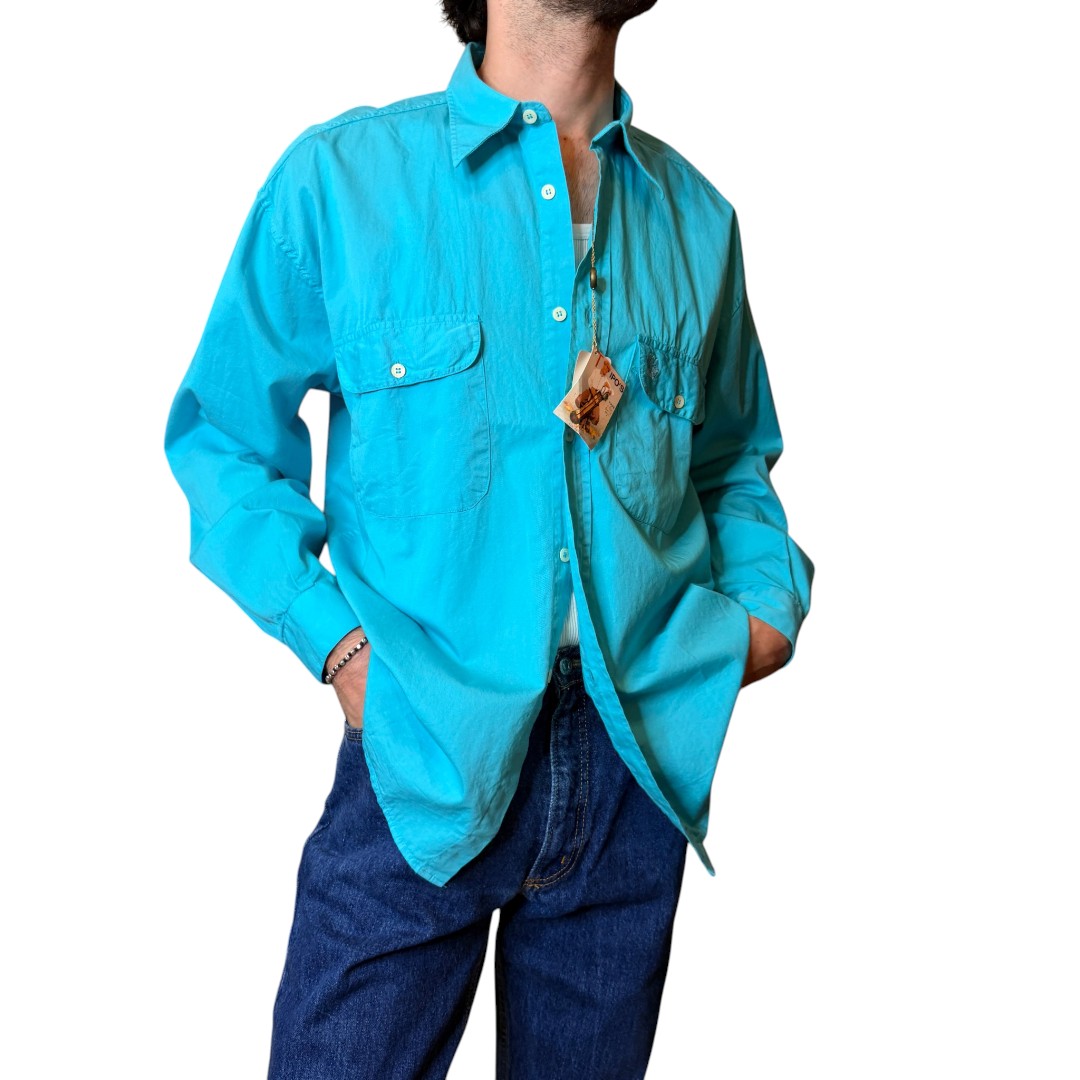 IMG_1779 Camicia vintage azzurra - 100% cotone