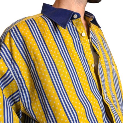 Camicia vintage gialla e blu - 100% cotone