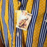 Camicia vintage gialla e blu - 100% cotone