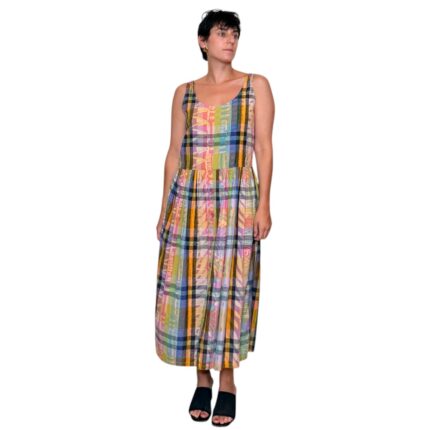 Abito vintage a quadri multicolor