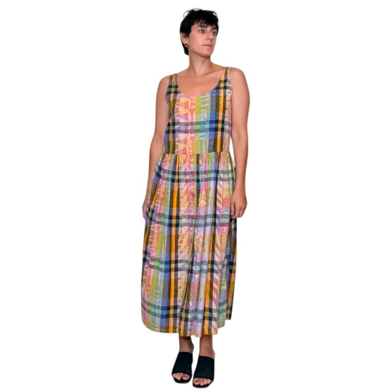 Abito vintage a quadri multicolor
