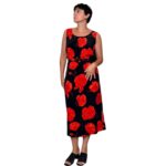 Abito vintage nero con fiori rossi