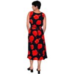 Abito vintage nero con fiori rossi