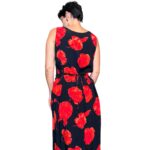 Abito vintage nero con fiori rossi