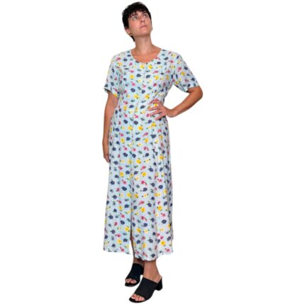Abito vintage azzurro a fiorellini