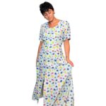 Abito vintage azzurro a fiorellini