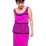Abito vintage misto seta - fucsia e nero