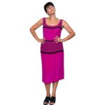 Abito vintage misto seta - fucsia e nero