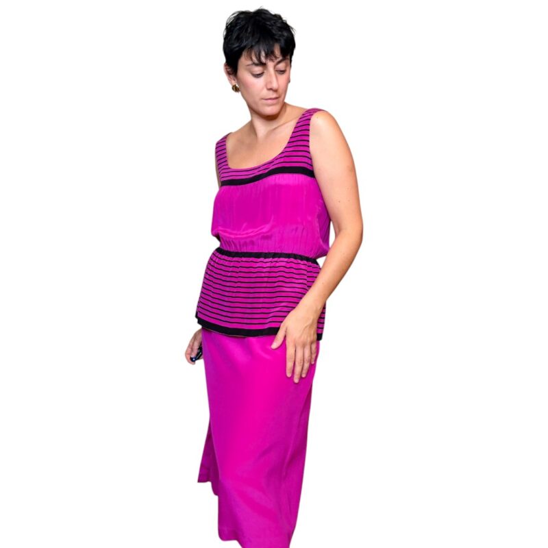 Abito vintage misto seta - fucsia e nero