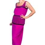 Abito vintage misto seta - fucsia e nero