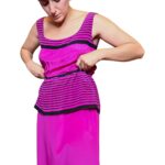 Abito vintage misto seta - fucsia e nero