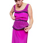 Abito vintage misto seta - fucsia e nero