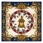 Foulard beige e blu - 100% seta