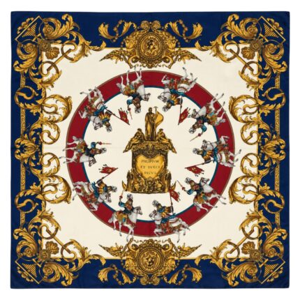 Foulard beige e blu - 100% seta