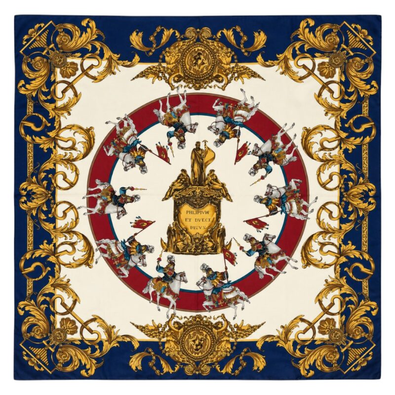 Foulard beige e blu - 100% seta