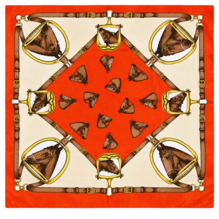 Foulard vintage rosso con catene