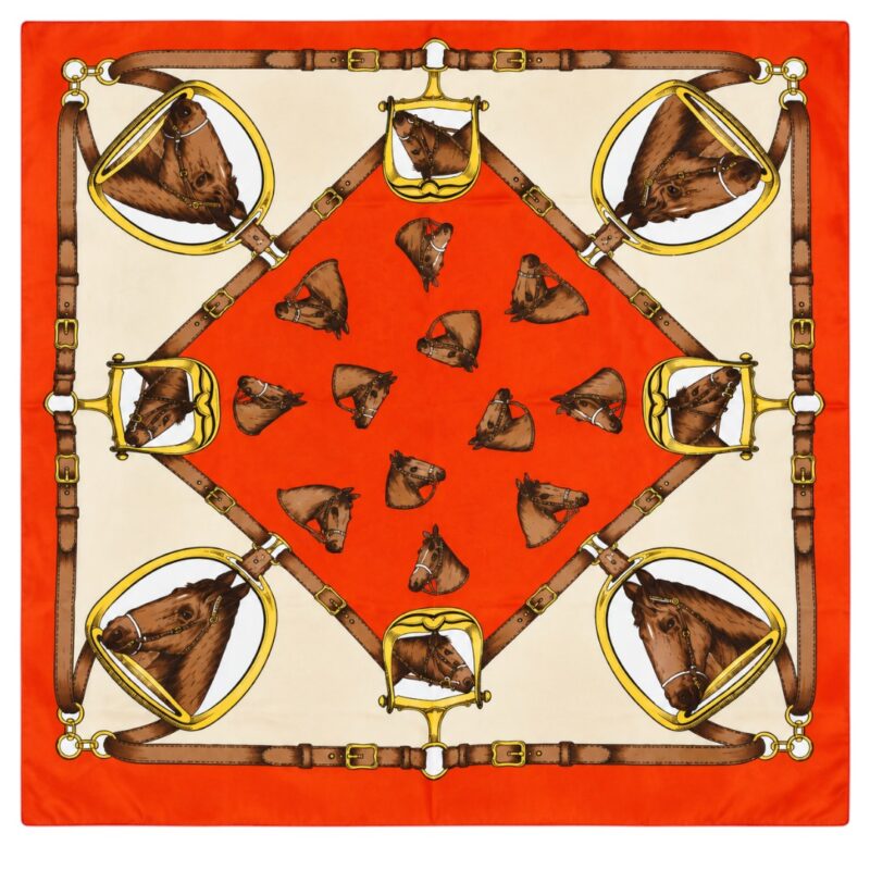 Foulard vintage rosso con catene