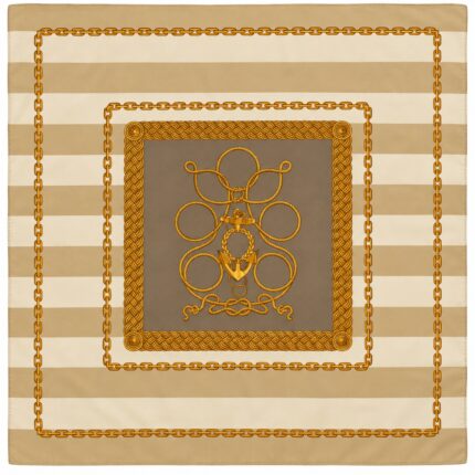Foulard beige e grigio con catene - 100% seta