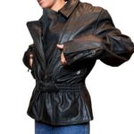 Giacca in vera pelle nera - con cintura