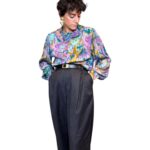 Camicia vintage viola e azzurro