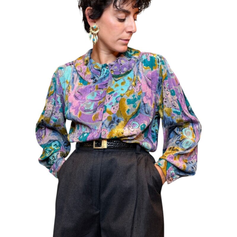 Camicia vintage viola e azzurro