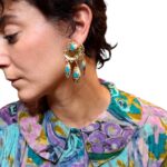 Orecchini vintage - oro con dettagli azzurri