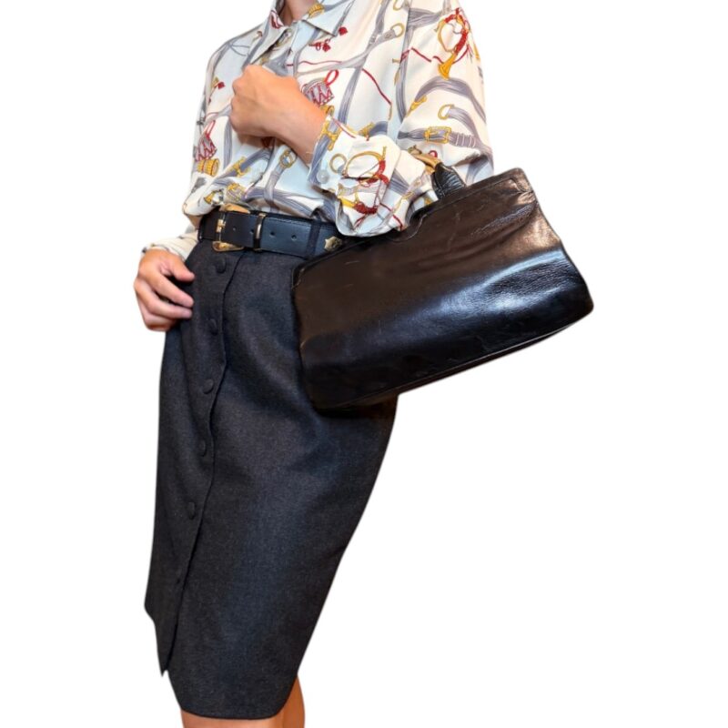 Borsa vintage - nera con manici oro