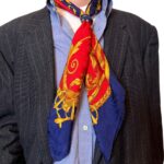 Foulard rosso e blu - 100% seta