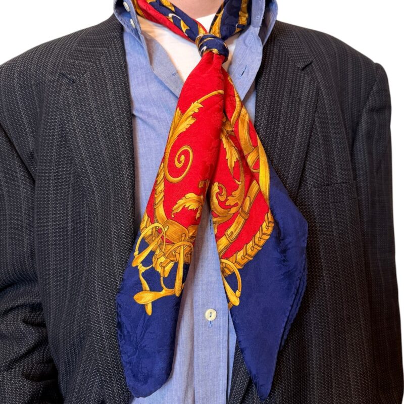 Foulard rosso e blu - 100% seta