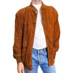 Giacca in vera pelle scamosciata marrone