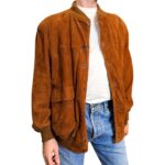 Giacca in vera pelle scamosciata marrone
