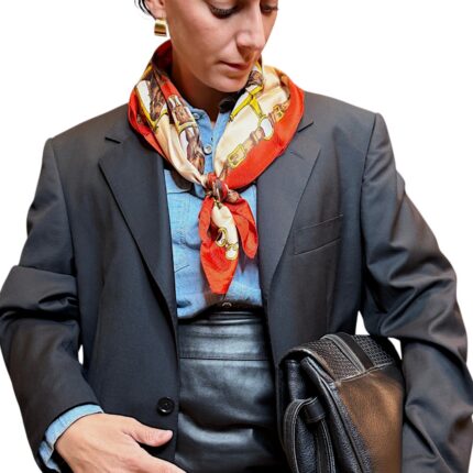 Foulard vintage rosso con catene