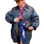 Giacca vintage in cotone cerato blu