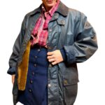 Giacca vintage in cotone cerato blu