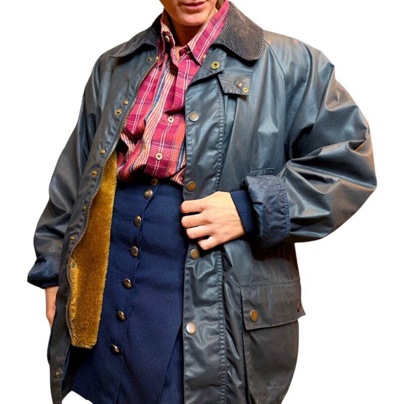 Giacca vintage in cotone cerato blu