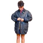 Giacca vintage in cotone cerato blu