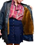Giacca vintage in cotone cerato blu